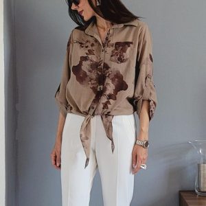 شومیز گره ای گلدار